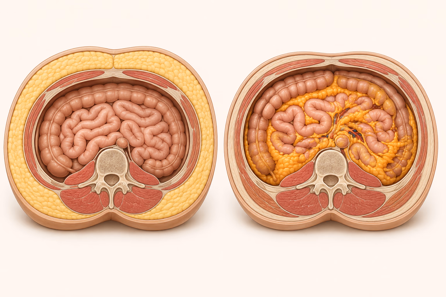 Ilustrație informativă despre De ce se acumulează grăsimea în zona abdominală?