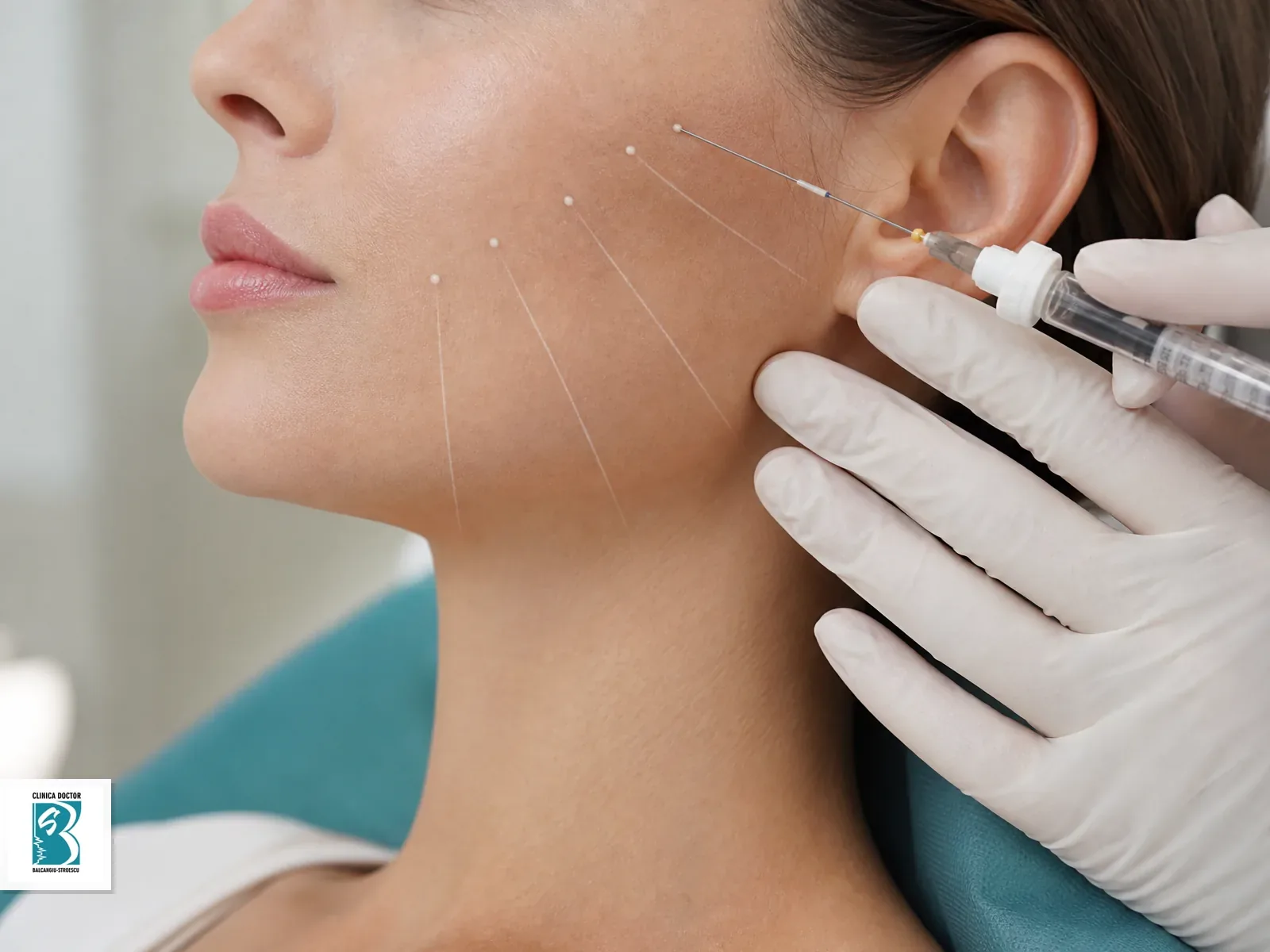 Profhilo Structura Profhilo Structura pe linia mandibulei cu marcaje de lifting facial injectabil
