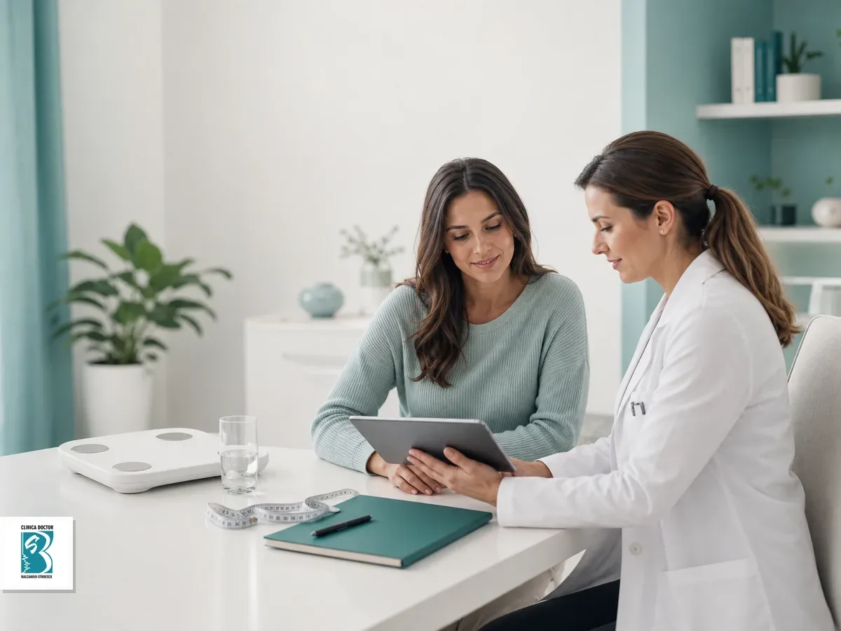 Medic si pacienta discuta un plan personalizat pentru echilibru metabolic intr-o clinica moderna