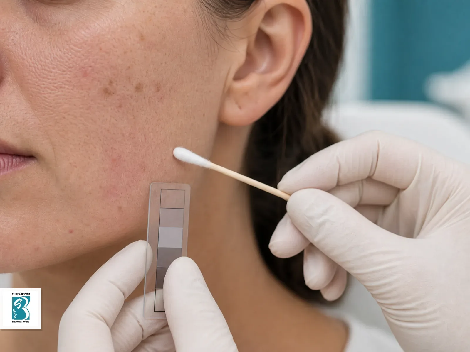 Consultatie dermato-estetica medic specialist dermatolog Evaluare dermato-estetica a rosetii, porilor si petelor pigmentare cu instrument de calibrare