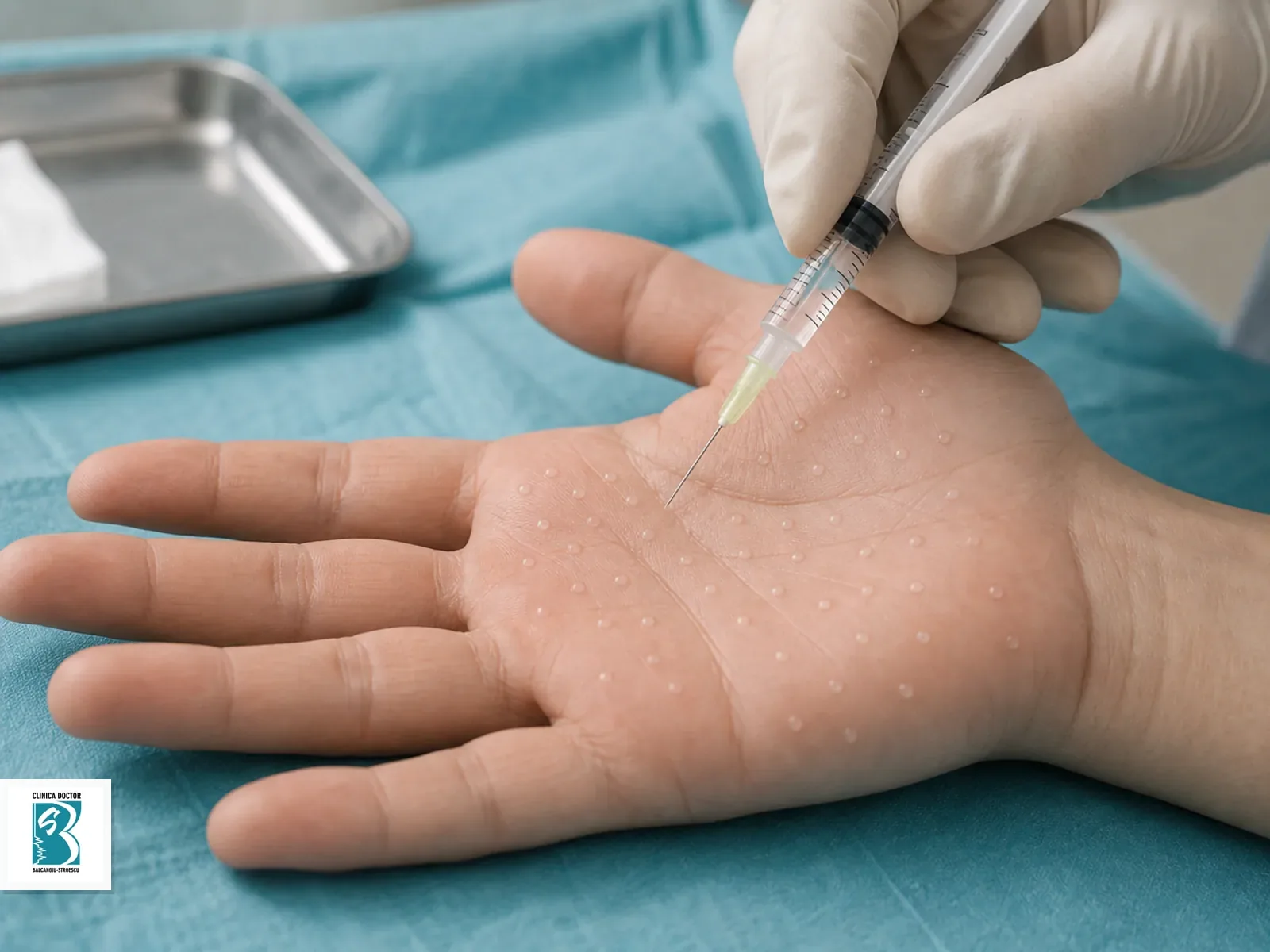 Tratament injectabil pentru hiperhidroza palmara pe puncte marcate
