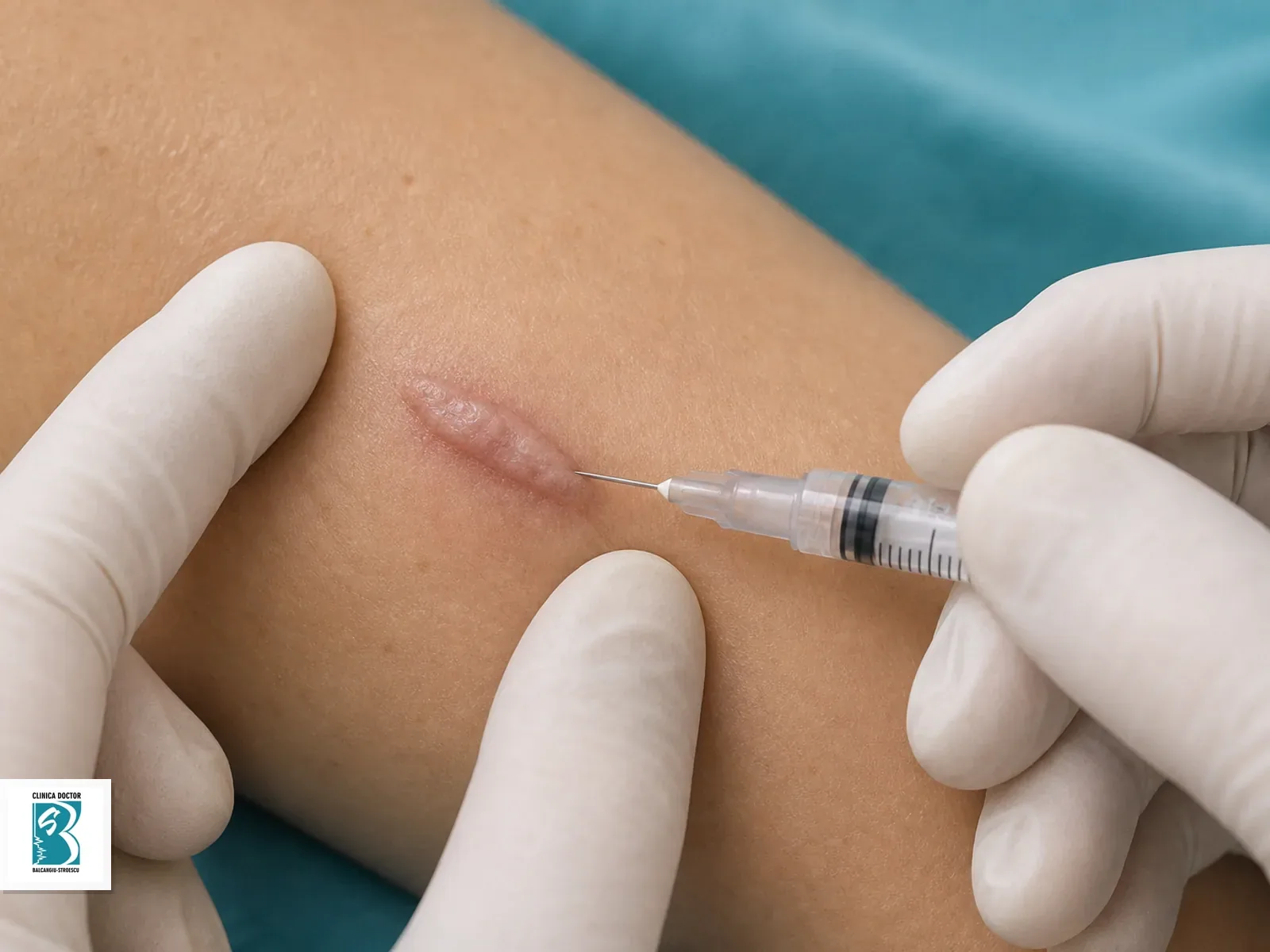 Injectare intralezionala cu triamcinolon intr-o cicatrice hipertrofica mica