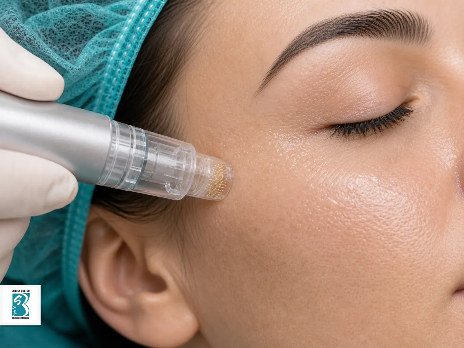 EXION Microneedling fracționat – Rejuvenare și regenerare a pielii Microneedling pentru EXION Microneedling fracționat – Rejuvenare și regenerare a pielii, cu piesă aplicatoare pe piele pregătită