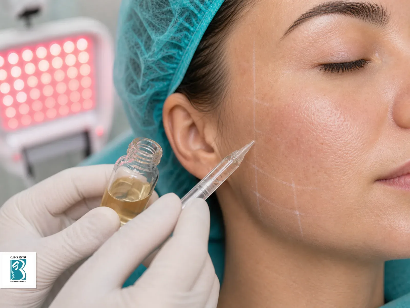 Laser hibrid Youlaser + Exozomi/PRP + blefaroplastie laser fractionat pleoapa superioara si inferioara + lampa Celluma+masca Lift pro Planificare perioculară pentru Laser hibrid Youlaser + Exozomi/PRP + blefaroplastie laser fractionat pleoapa superioara si inferioara + lampa Celluma+masca Lift pro, cu marcaje fine și instrumentar steril