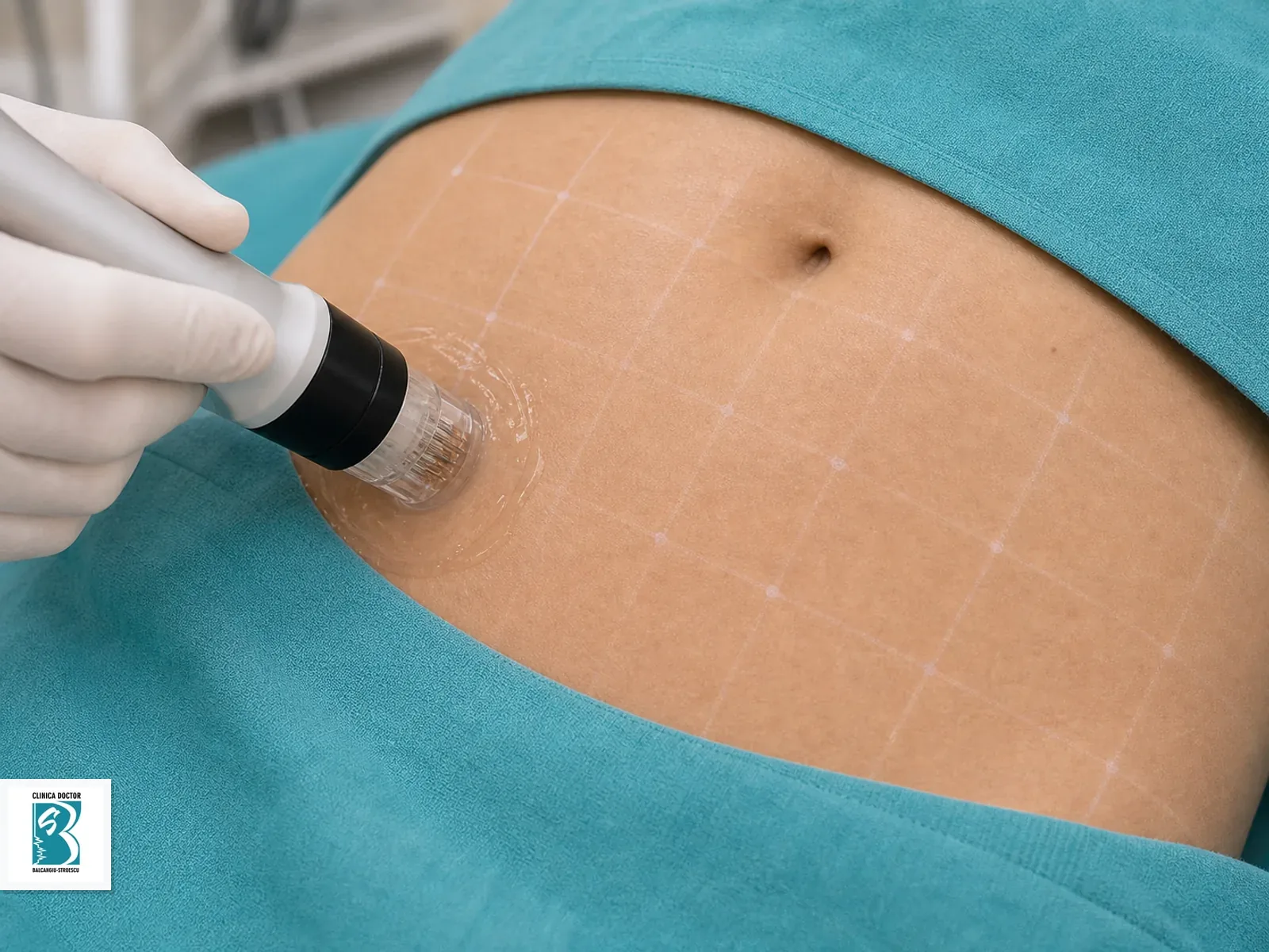 Aplicator medical pentru Radiofrecvență fracționată Ashley – abdomen + zonă corporală mică, poziționat pe zona corporală sau facială tratată