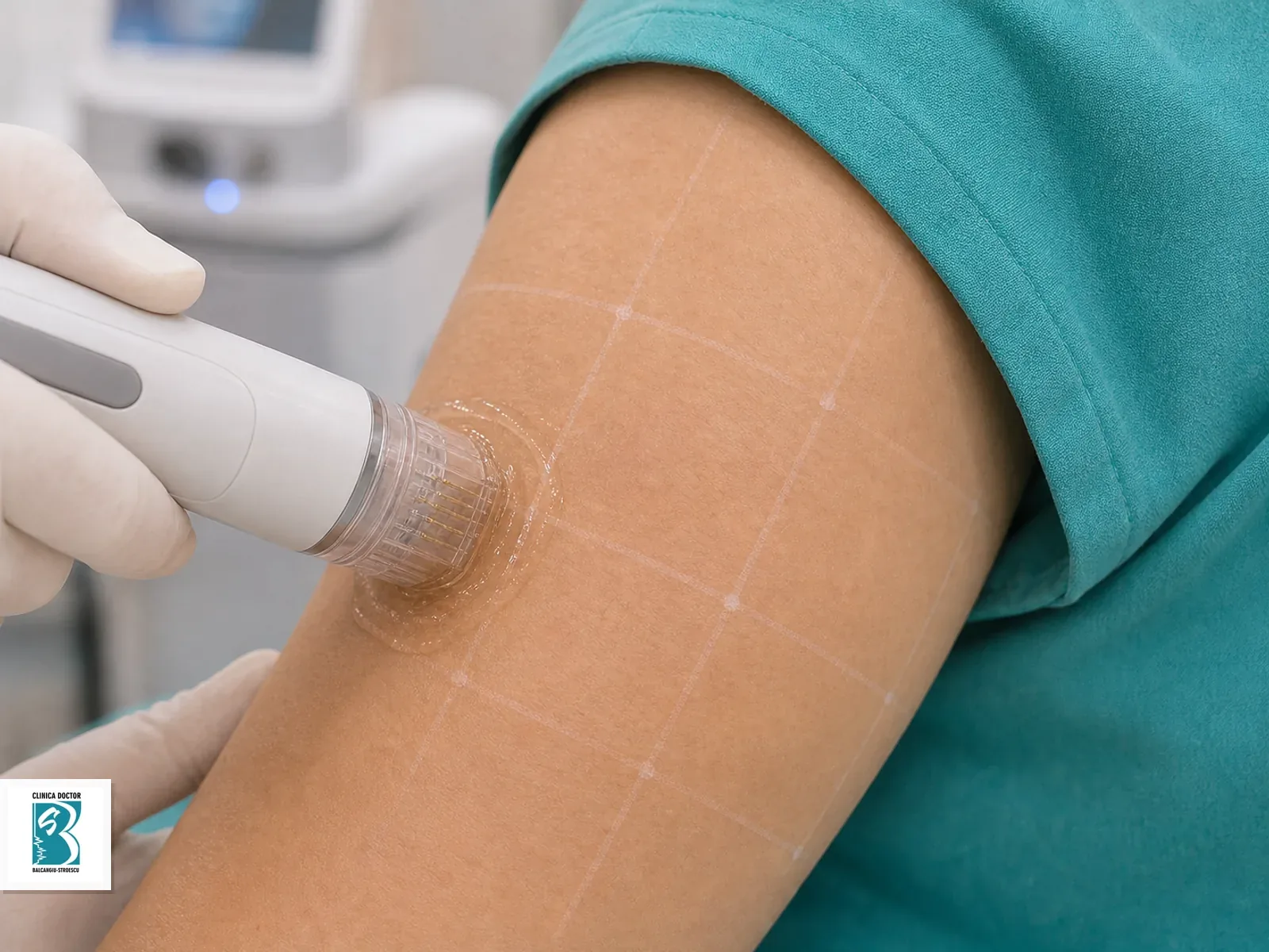 Aplicator medical pentru Radiofrecvență fracționată Ashley – zone corporale mici, poziționat pe zona corporală sau facială tratată