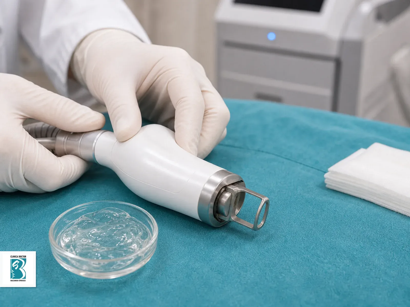 Tratament laser CO2 hybrid rejuvenare vaginala Instrumentar steril pregătit pentru Tratament laser CO2 hybrid rejuvenare vaginala, prezentat fără expunere anatomică