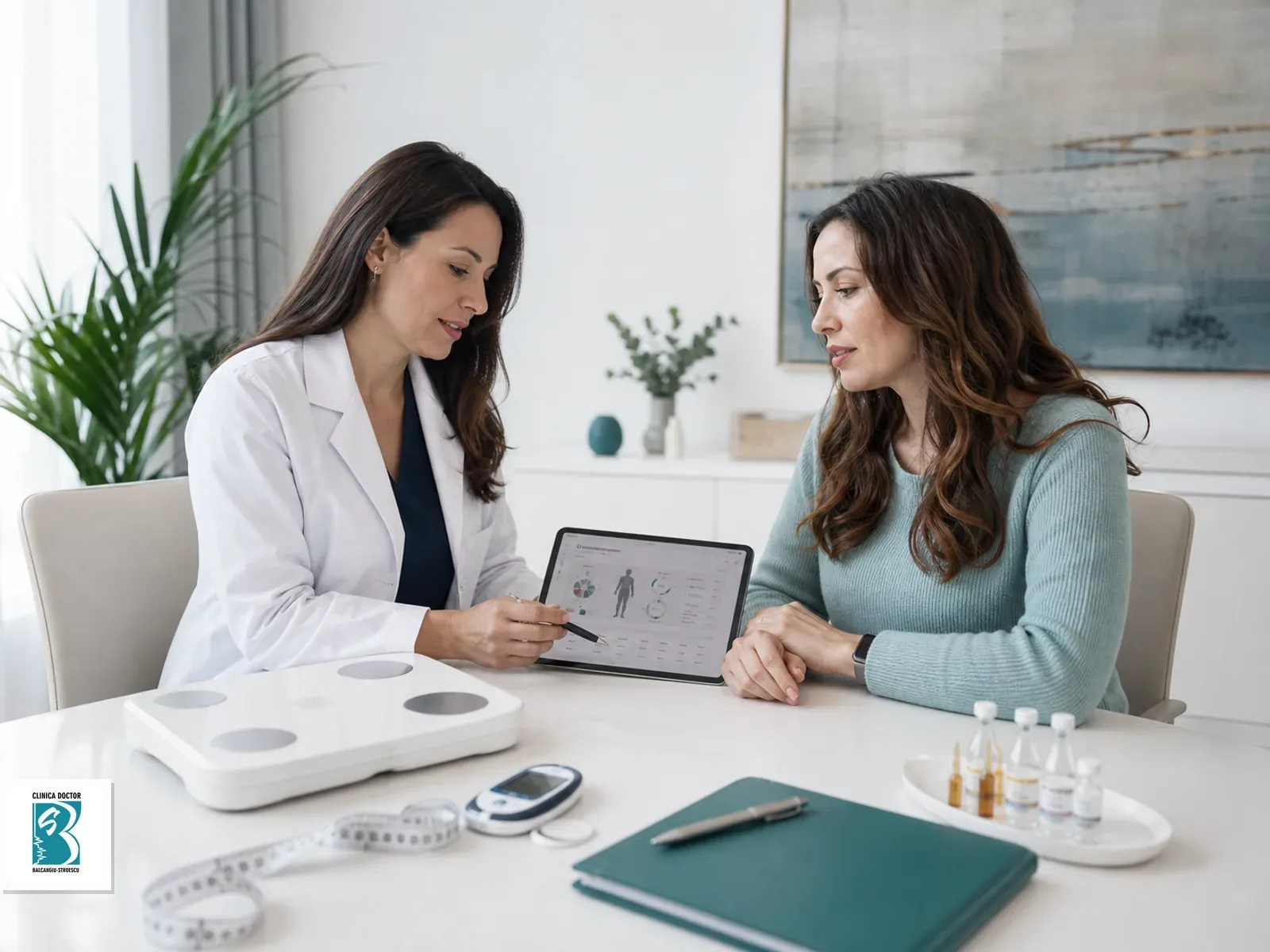 Plan integrat Reset Metabolic si Estetic 90 zile Medic si pacienta discuta un plan integrat pentru echilibru metabolic si calitatea pielii